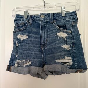 American Eagle Outfitters Blue Jean Shorts Distressed High-Waisted